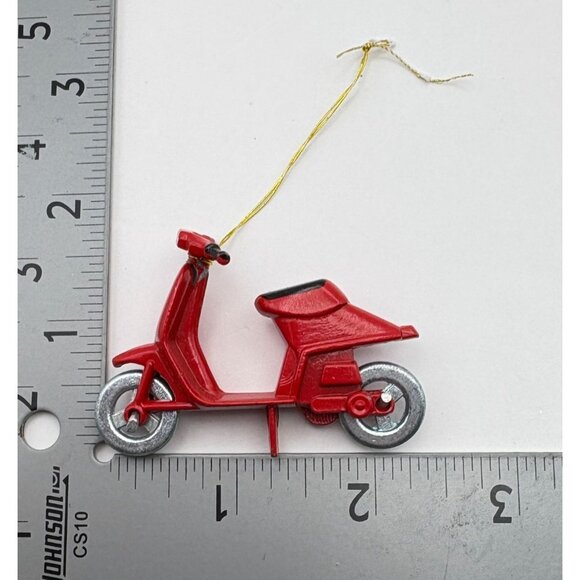 Vintage Red Scooter Metal Christmas Tree Ornament Vespa Transportation - Picture 3 of 6